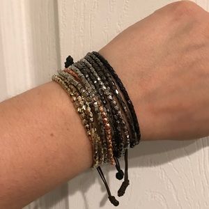 3 tier beaded pull tie bracelet (set of 4)